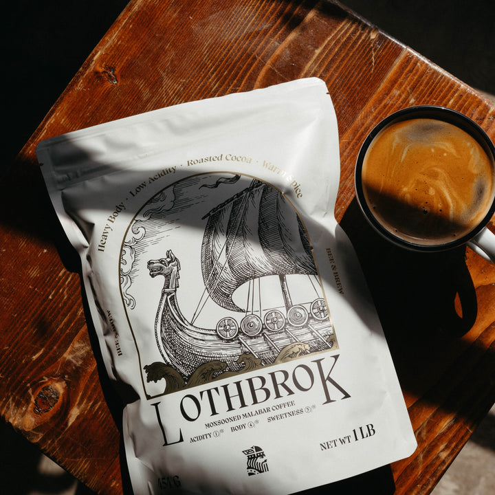 Bee & Brew Lothbrok Coffee whole bean Monsooned Malabar coffee