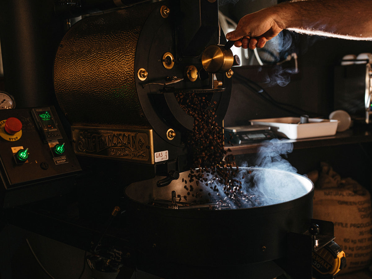Coffee Roaster at Bee & Brew coffee roastery in Fort Worth
