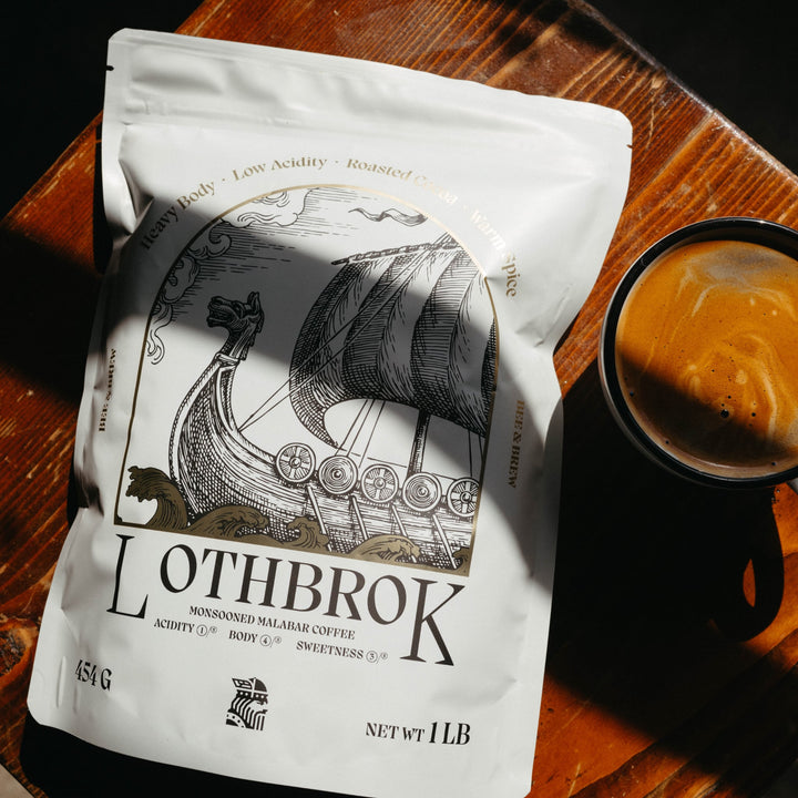Lothbrok Coffee Monsooned Malabar coffee roasted in Fort Worth, Texas