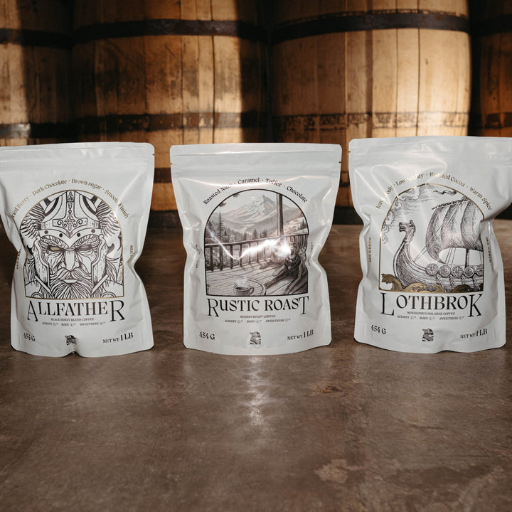 Bee & Brew Roaster’s Trio coffee bundle with Rustic Roast, Allfather and Lothbrok