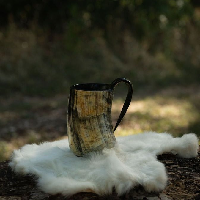 Natural Viking drinking horn mug